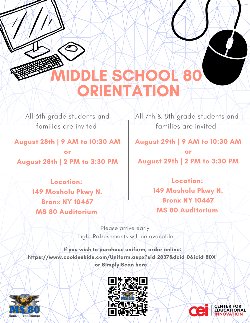 Spanish flyer for school orientation